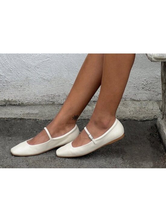 Dolce Vita Shoes - Dolce Vita White Leather Mary Jane Flats Womens Size 6.5 Buckle Strap Ballet
